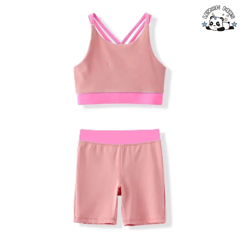 LEZONKIDS - Cool Leopard Sports Set Legging Two Pieces Girls Biker Jogger Clothing Set